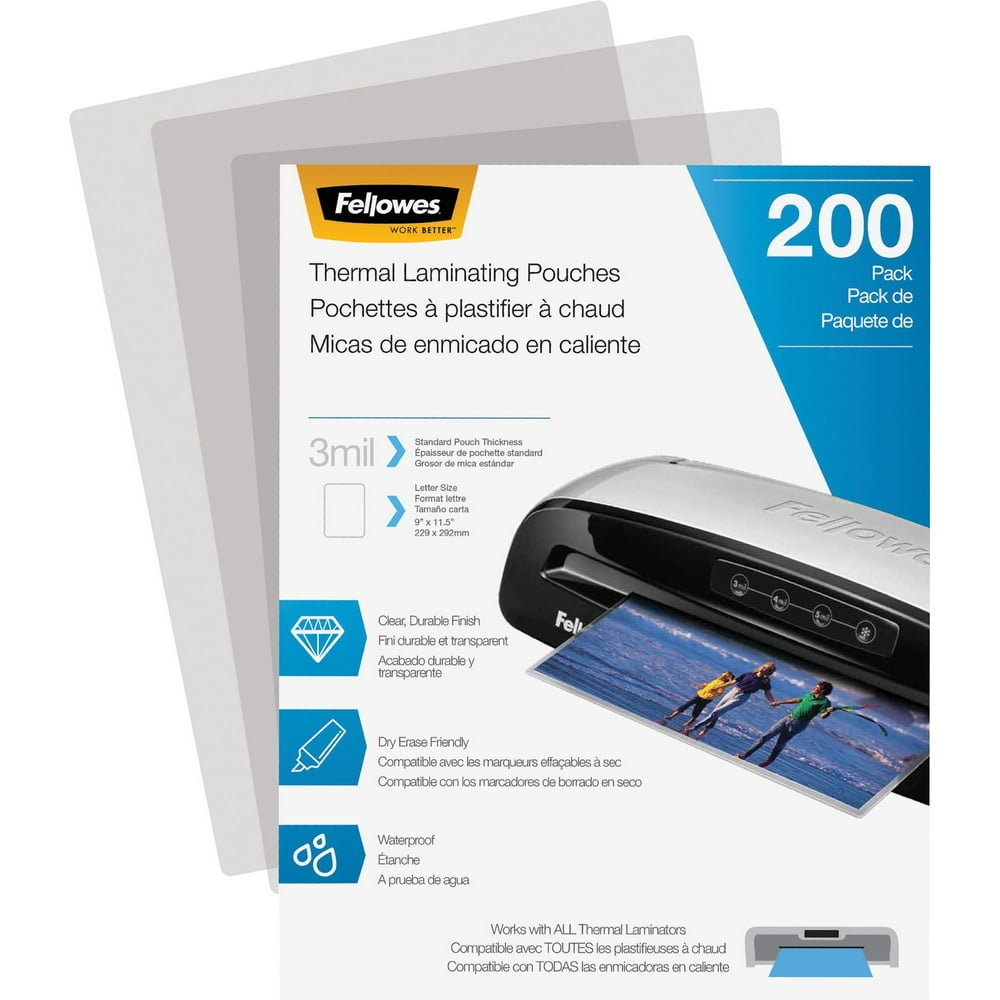 Fellowes Thermal Laminating Pouches, 3 Mil, 200 Pack