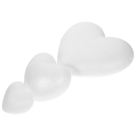HAMPPLIES Craft Foam Hearts 3Pcs White Heart Shaped Foams for Weddings and Diy Decoration Model