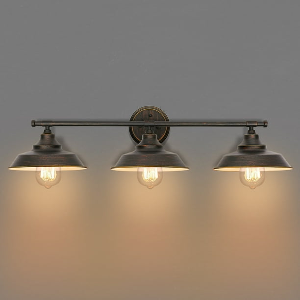 Industrial Farmhouse Style 3 Light, Vanity Bathroom Lights Fixtures