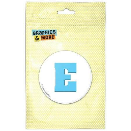 

Letter E Initial Baby Boy Block Font Blue Shower Refrigerator Button Magnet