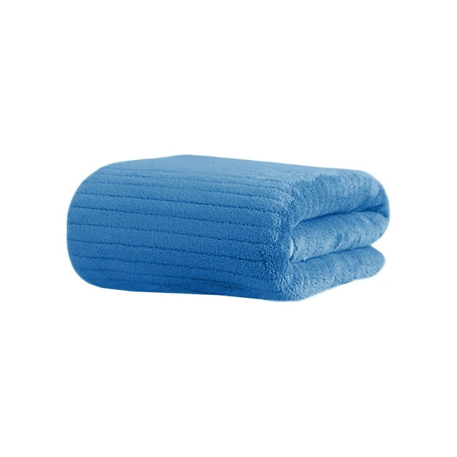 yulier Velvet Bath Towel 28x55 Inches Ultra Soft Highly Absorbant Quick Dry Large Bath Towel for Bathroom Pool Hotel, Solid Color Striped Bath Sheet for Daily Use, Blue