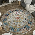 thumbnail image 6 of Traditional Area Rug (7'10'' Round) Oriental Cream, Blue Indoor Round Easy to Clean, 6 of 6