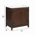 thumbnail image 5 of 31 Inch 2 Door Single Bathroom Vanity, Brown and White- Saltoro Sherpi, 5 of 5