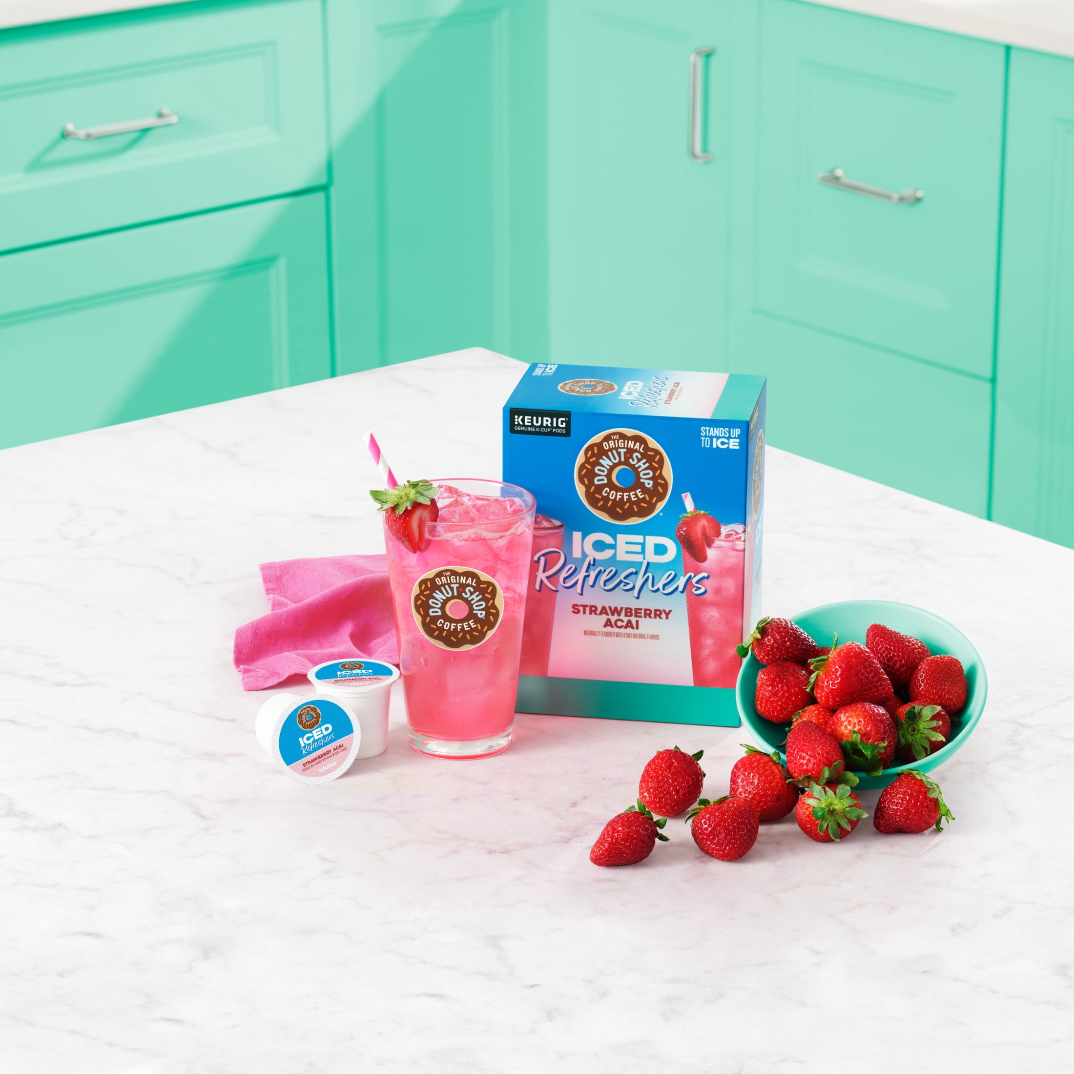 The Original Donut Shop, Iced Refreshers Strawberry Açaí Flavor K-Cup Pods, 10 Count