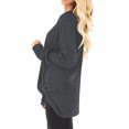 thumbnail image 3 of Women Solid Color Button Up Crew Neck Long Sleeve Twist Knot Pullover Top, 3 of 6