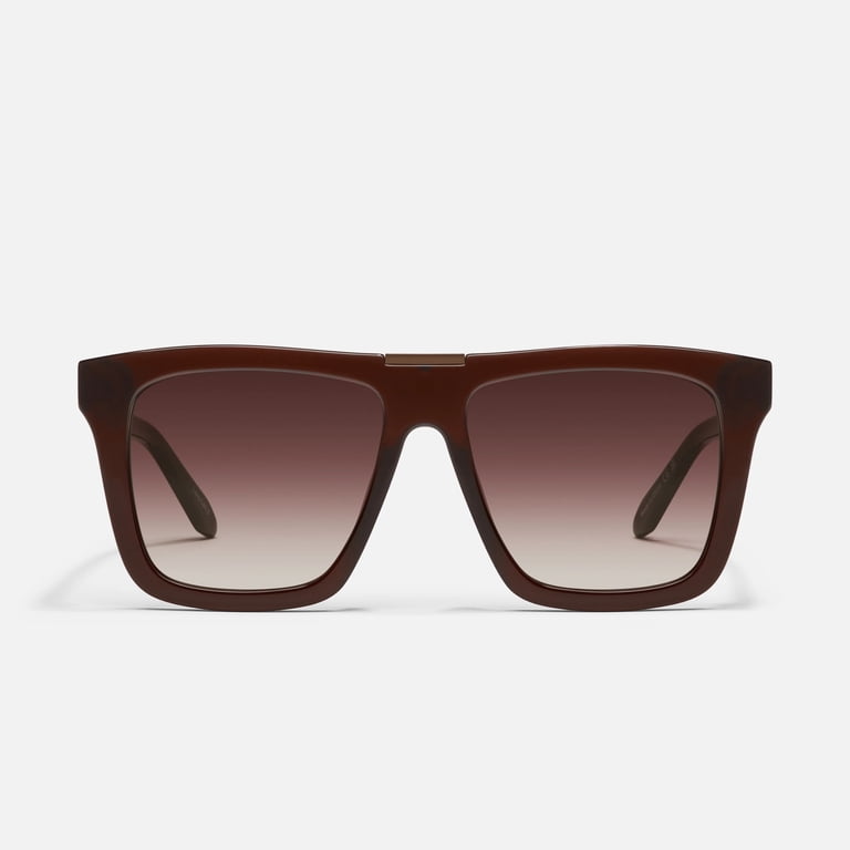 Quay Australia Name Drop Square Sunglasses Chocolate Dark 