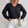 thumbnail image 6 of FRSASU Women's Cropped Sweaters V-Neck Long Sleeve Lightweight Soft Crochet Casual Pullover Knit Sweater Tops Black, 6 of 8