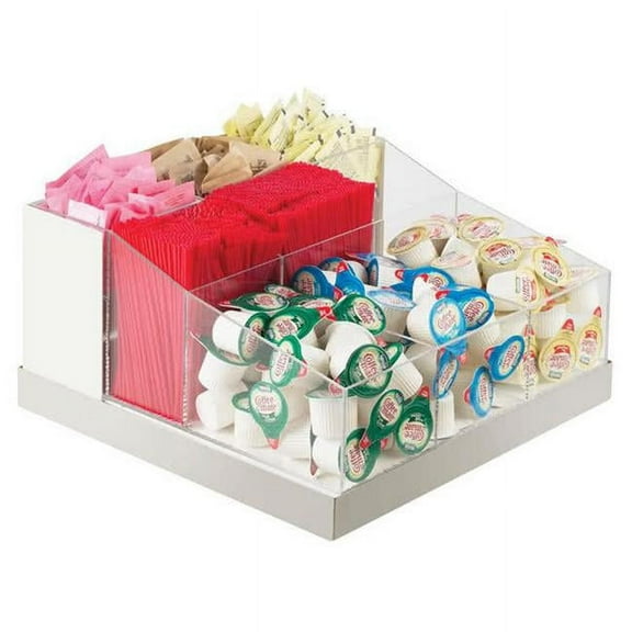 Cal Mil 3009-55 Trim Multi Section Condiment Organizer - White & Stainless Steel