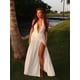 thumbnail image 2 of Vestido largo liso sexy con escote en V profundo para mujer, vestido maxi plisado sin mangas de verano, vestido de fiesta de noche con abertura alta, 2 of 5