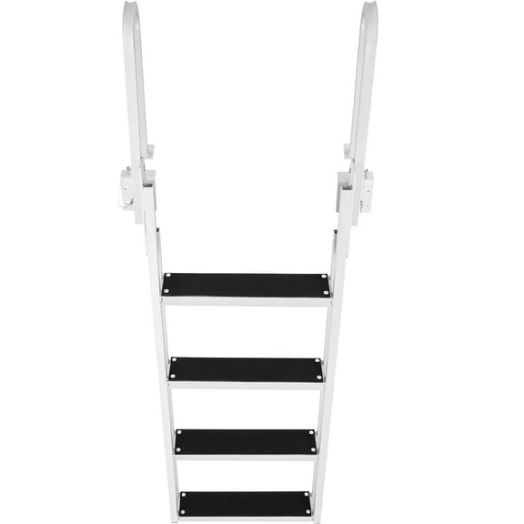 KFFKFF Flip-Up Boat Dock Ladder 4 Steps with 350lbs Load Aluminum Dock Ladder