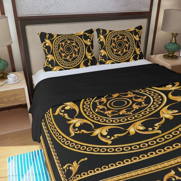 Juego de cama nórdico de tres piezas - Black Gold Renaissance