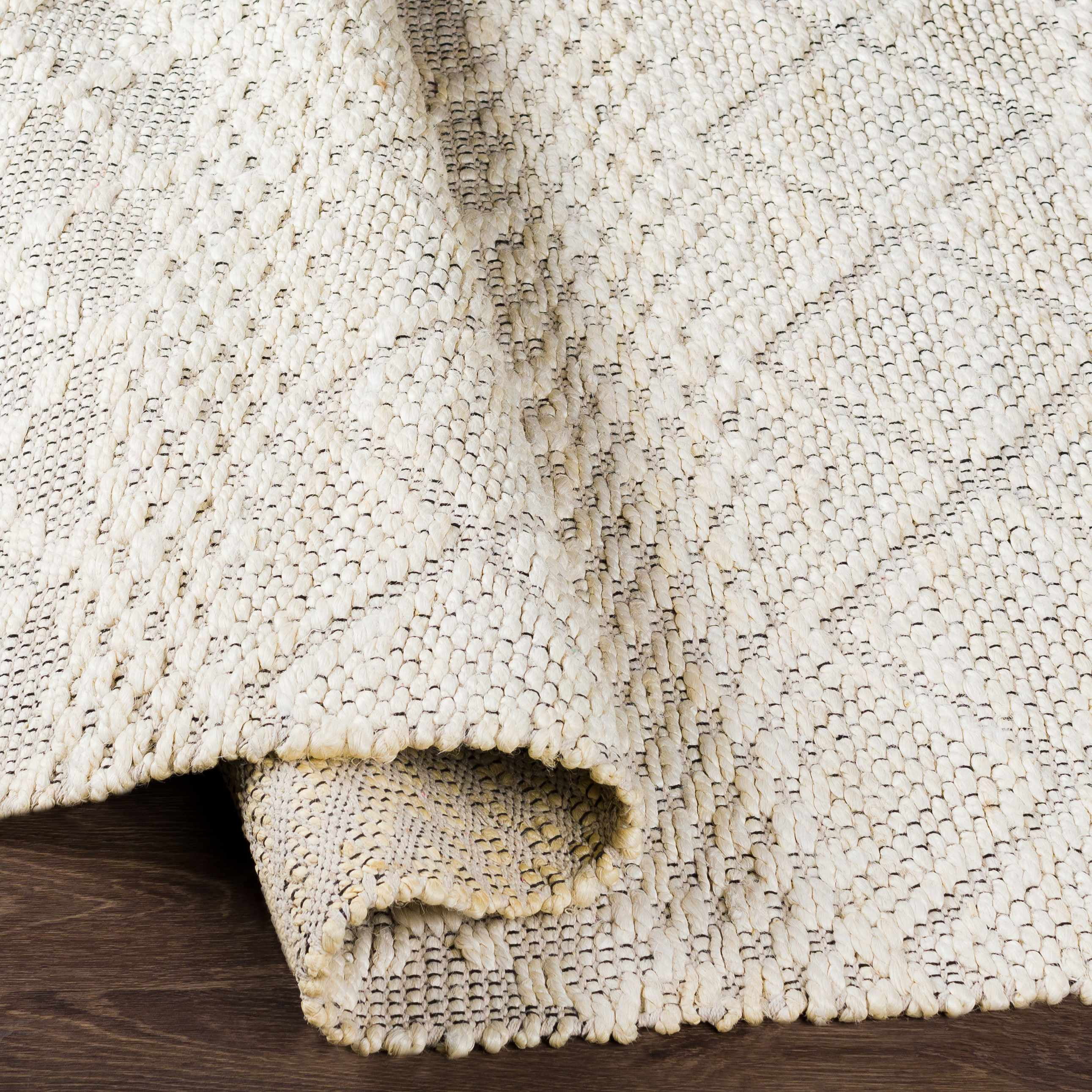 Hauteloom Sungurlu Jute Living Room, Bedroom Area Rug - Bohemian, Transitional - Cream, Black, Peach - 8'10" x 12'