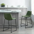 thumbnail image 3 of 26" Contemporary Metal-Leg Faux Leather Counter Stool in Green, 3 of 4