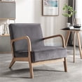 thumbnail image 4 of Xukmct Upholstered Velvet Accent Chair with Wood Frame, Mid Century Modern Fabric Armchair for Living Room, Bedroom, Office, Gray, 4 of 7