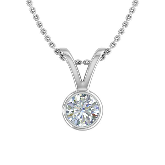 1/4 Carat Diamond Solitaire Pendant Necklace in 14K White Gold (Included Silver Chain)