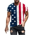 thumbnail image 2 of Momasggi Mens Red White Blue T Shirts Stars Stripes Print Short Sleeve Shirt 4th of July Summer Crew Neck Tees Loose Casual Holiday Tops Blue 3XL, 2 of 5