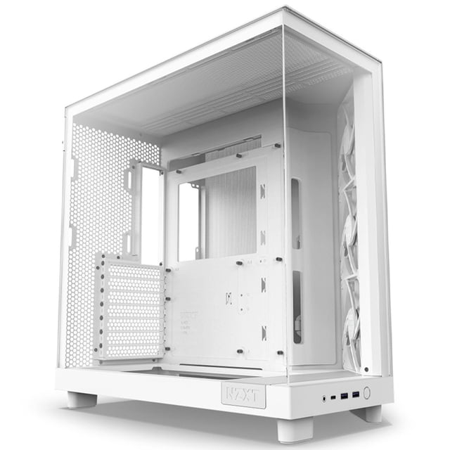 Gabinete Gamer NZXT H6 Flow ATX 3 Ventiladores Cristal Templado USB-C Blanco CC-H61FW-01