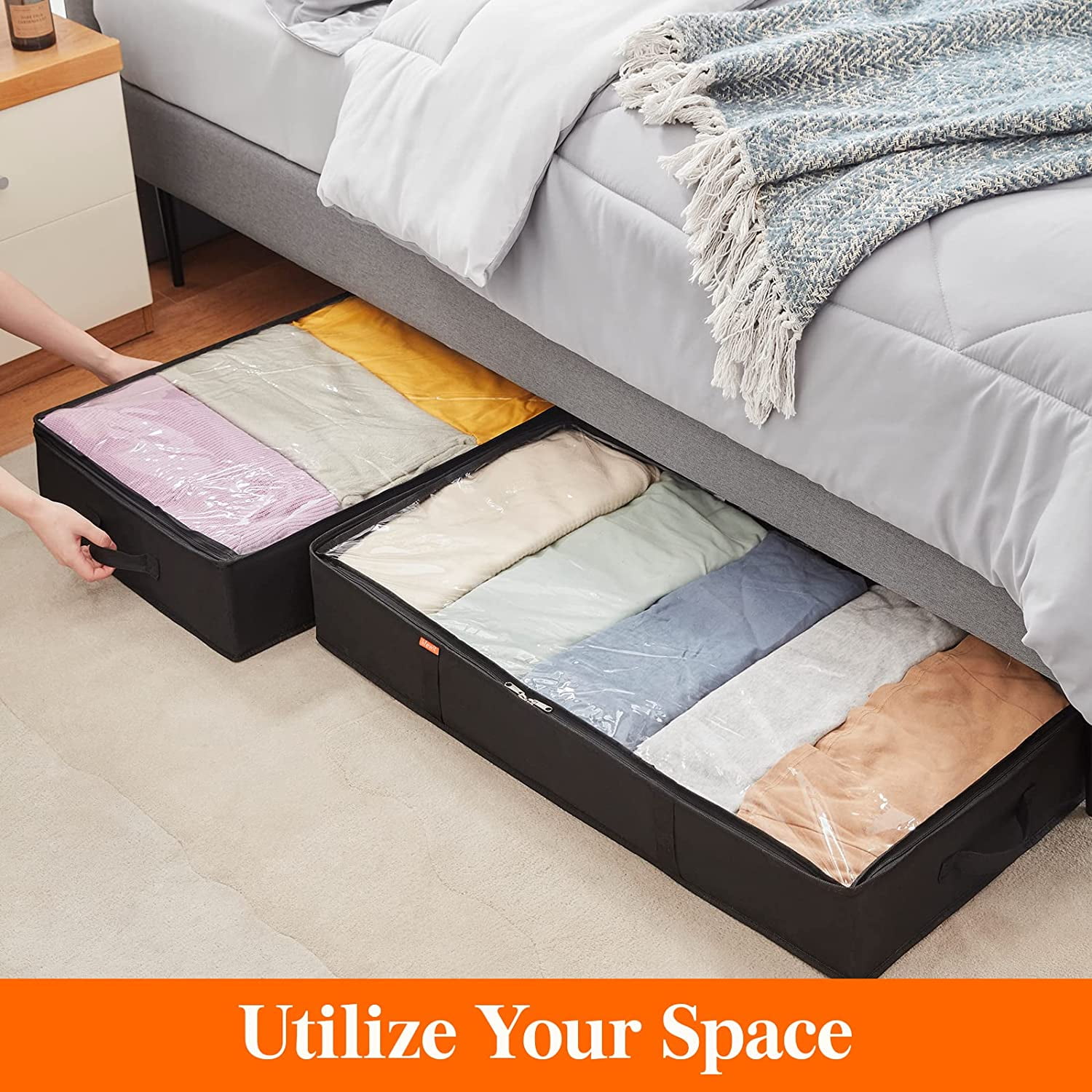Under Bed Storage Bag With Handles Visible Window Zippered - Temu