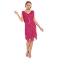 thumbnail image 3 of PrettyGuide Women's Flapper Dress Sequined Fringe 1920s Gatsby Party Cocktail Dresses Rose with Accessories, Small, 3 of 7
