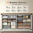 thumbnail image 5 of White Dresser for Bedroom with 10 Drawers Farmhouse Wood Dresser with Smooth Metal Rail,Antique White, 5 of 9