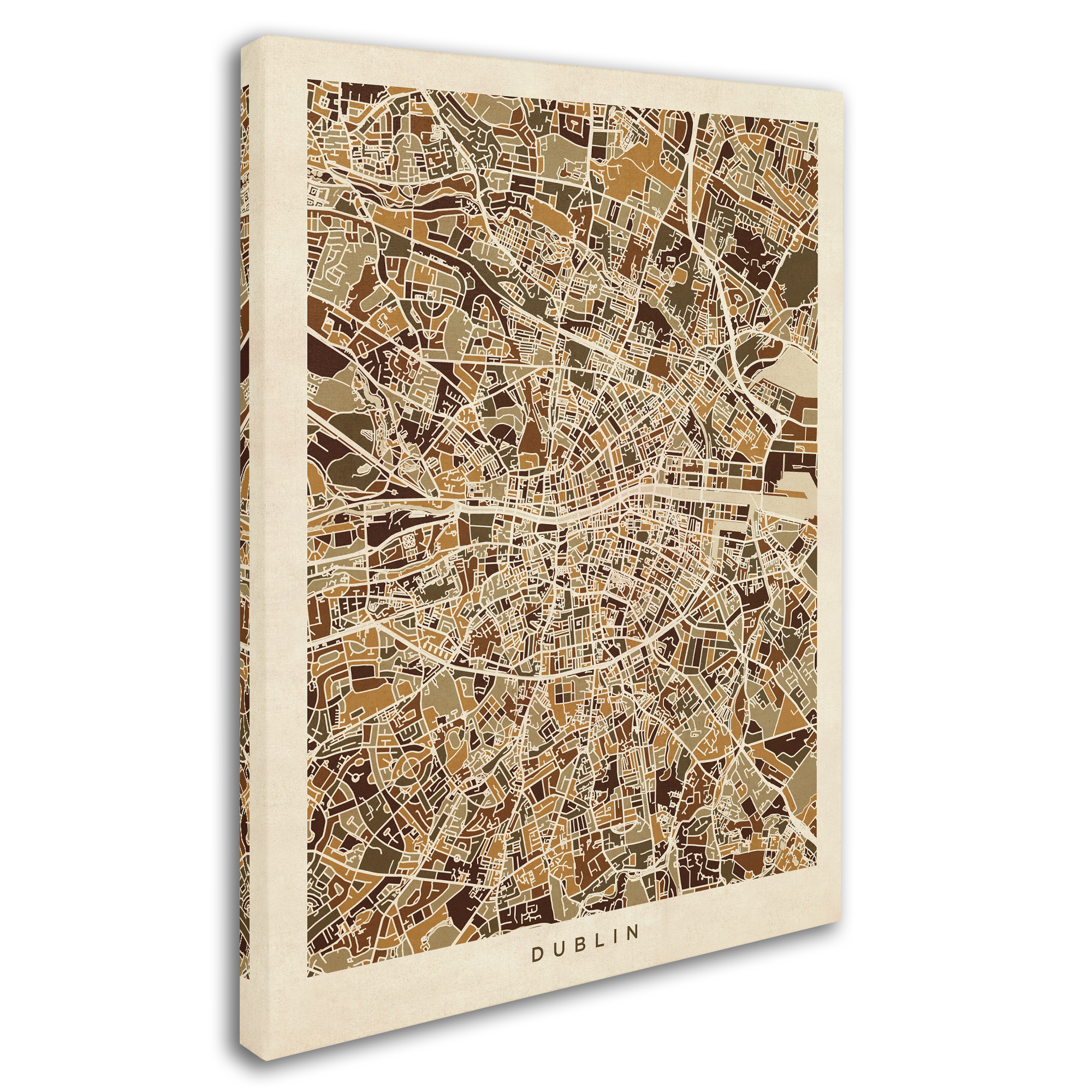Trademark Fine Art 'Dublin Ireland City Map VII' Canvas Art by Michael Tompsett
