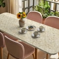 thumbnail image 3 of Beige Flowers Table Cloths for 8 Foot Rectangle Tables, Spring Floral Farmhouse Retro Art Patio Waterproof Elastic Fitted Tablecloths, Washable Rectangular Table Cover for Camping, 3 of 8