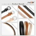 thumbnail image 3 of 3 Pack Women Skinny Leather Belt for Dresses Thin Leather Waist Belts for Ladies Jeans 0.5" width, 3 of 7
