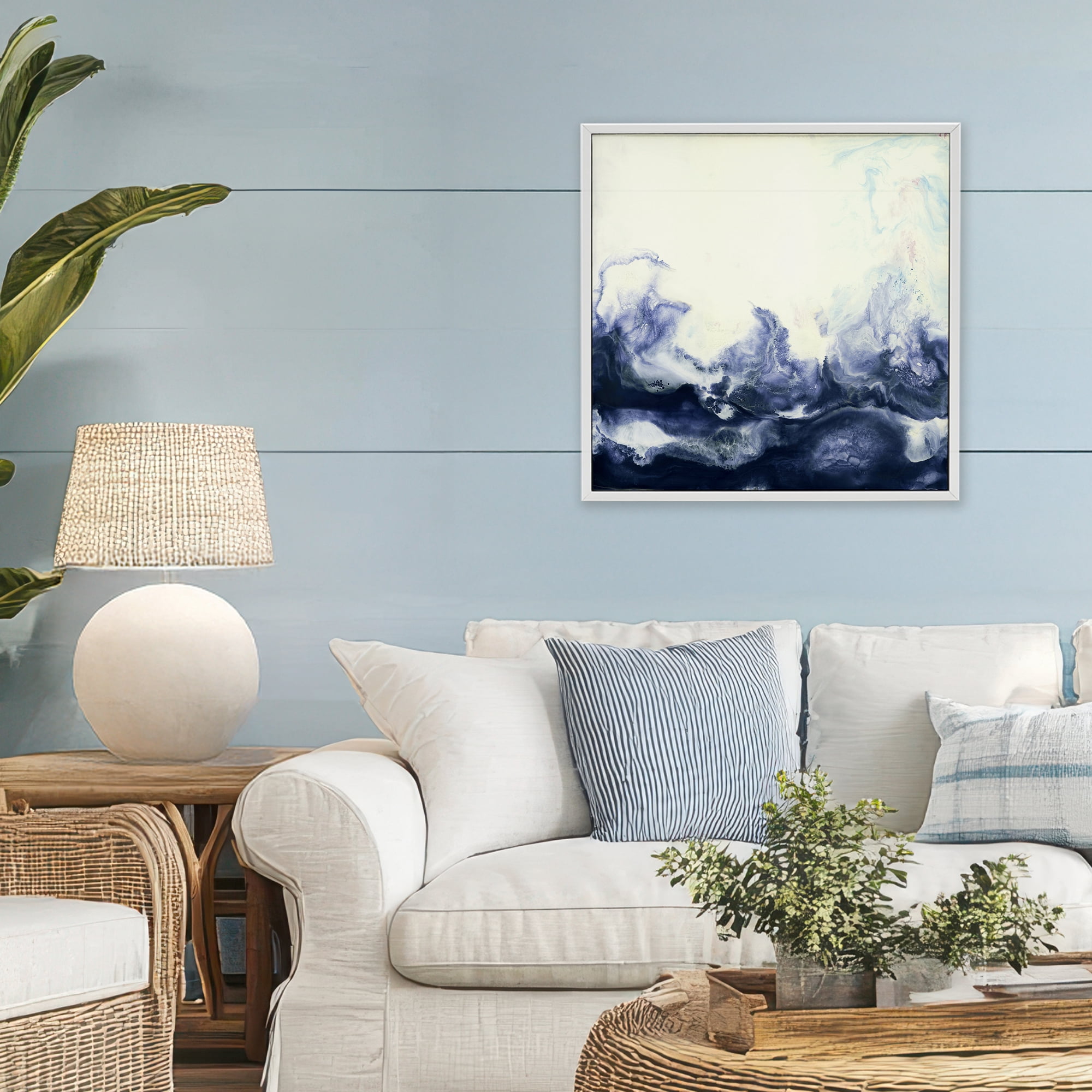 Stupell Industries Oceanic Fluid Swirl White Framed Giclee Art, design by Laura Van Horne