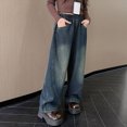 thumbnail image 5 of kpoplk Girls Streetwear Denim Cargo Pants High Waist Floor Length Baggy Wide Leg Jeans with Multi Pockets(Blue,6-7 Y), 5 of 6