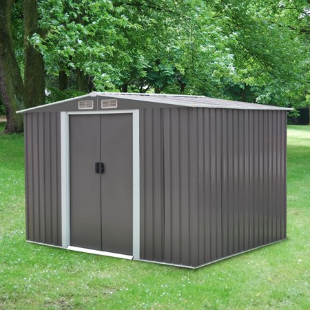 Kinbor 8' x 6' Outdoor Steel Garden Storage Utility Tool 