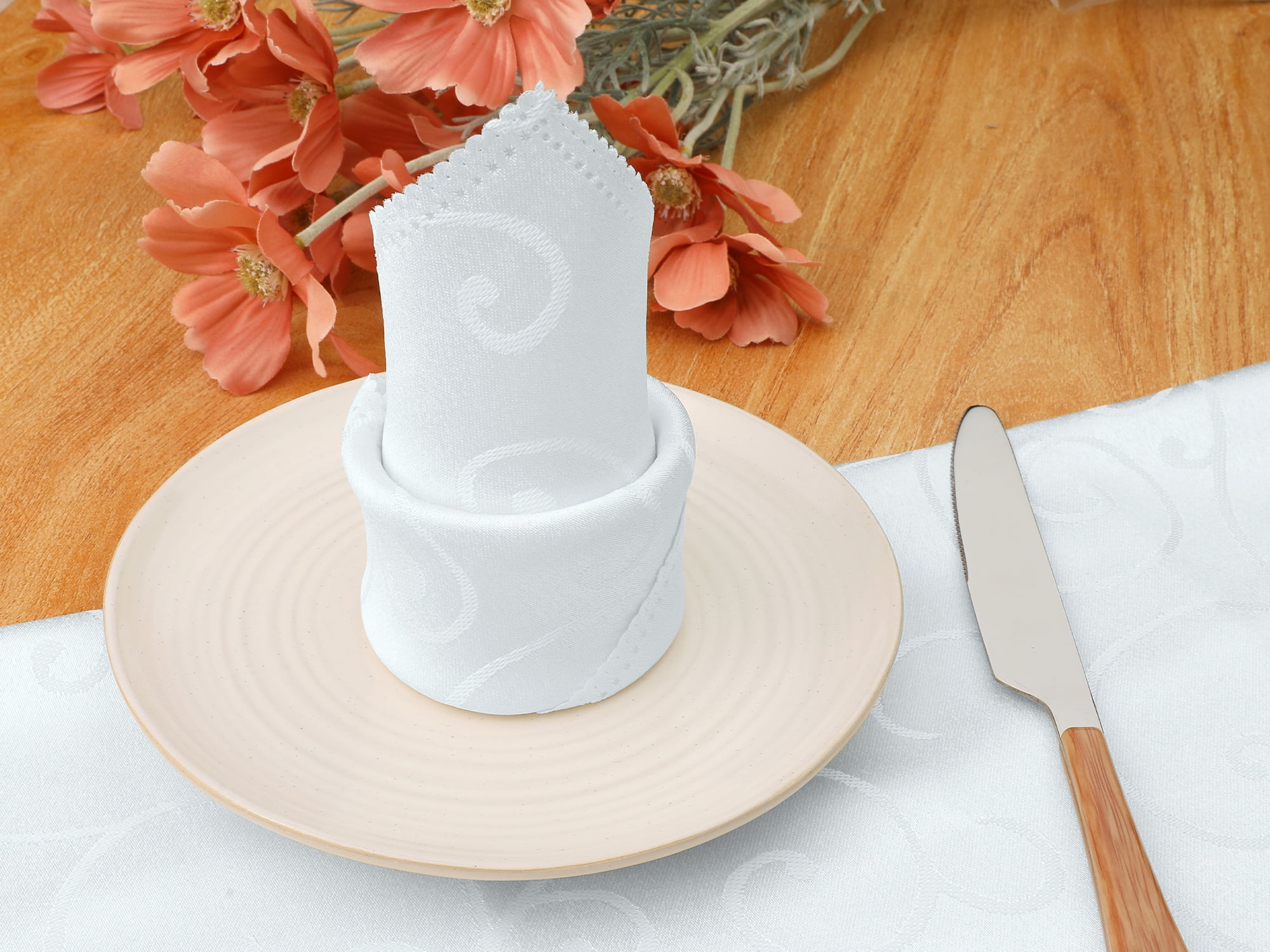 Unique Bargains 6 Pack Polyester Great Napkins for Cocktail Weddings Dinner Banquets White