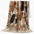 thumbnail image 2 of Vintage Cavalier Charles Spaniel Portrait, Festive Pet Portrait Pattern, Warm Flannel Blanket for Living Room and Bedroom, Dog Lovers person's Day Gift, Pet Lover Home Decor, 2 of 9