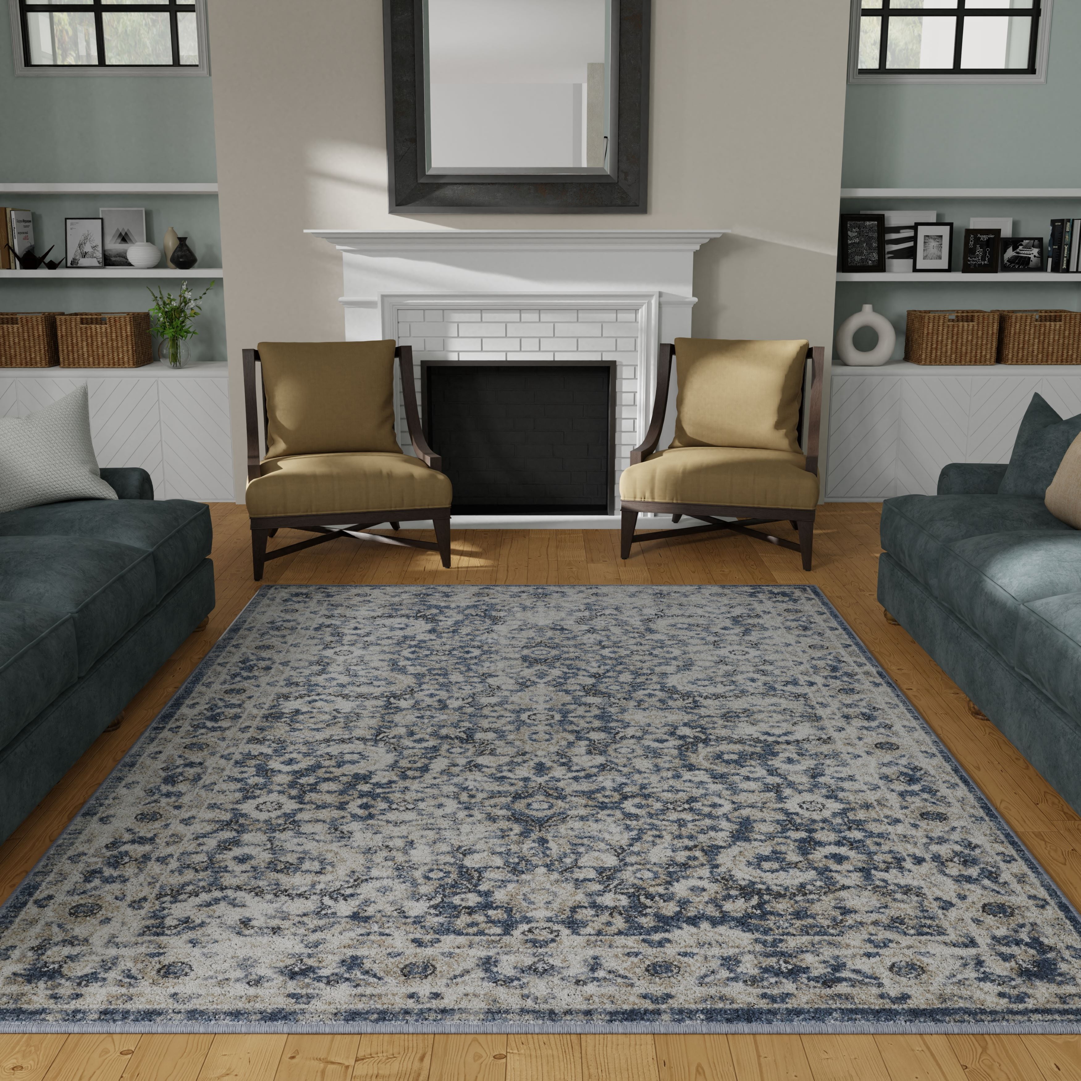 Loomaknoti Kehleigh Otindas 5' x 7' Blue Oriental Indoor Polypropylene Area rug
