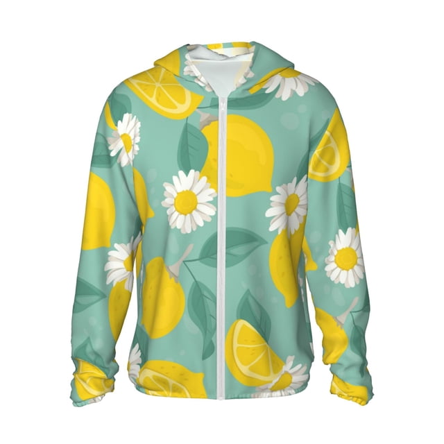 Balery Lemons Chamomile Flowers And Leaves Sudadera ligera de manga larga con capucha y protección solar UPF 50+ para hombre y mujer, ideal para pesca y running-XX-Large