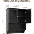 thumbnail image 3 of Bathroom Wall Cabinet, Medicine Cabinet, 2 Doors Over The Toilet Space Saver Storage Cabinet with Large Space, Black, 3 of 15