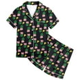 thumbnail image 1 of MIASHUI Ensemble de Pyjama 2 Pcs pour Filles à Imprimé Floral, Manches Courtes et Shorts, Noir, 4-5 Ans, 1 of 4
