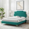 thumbnail image 2 of Platform Bed Frame, Queen Size, Velvet, Teal Blue, Modern Contemporary Urban Design, Bedroom Master Guest Suite, 2 of 10