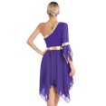thumbnail image 4 of Raenseen Costume de Danse pour Femmes Superposition Tunique à Paillettes Culte Lyrique Robe de Danse Violette G, 4 of 6