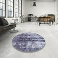 thumbnail image 4 of Ahgly Company Machine Washable Indoor Round Abstract Blue Angel Blue Area Rugs, 8' Round, 4 of 7