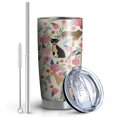 thumbnail image 2 of 20 Oz Chihuahua and Flower Coffee Tumbler Double Wall Insulated Stainless Steel Water Bottle | Metal Reusable Thermoses Flask with Cup Cap | Leak & Sweat Proof with Anti-Dust Lid, 2 of 7