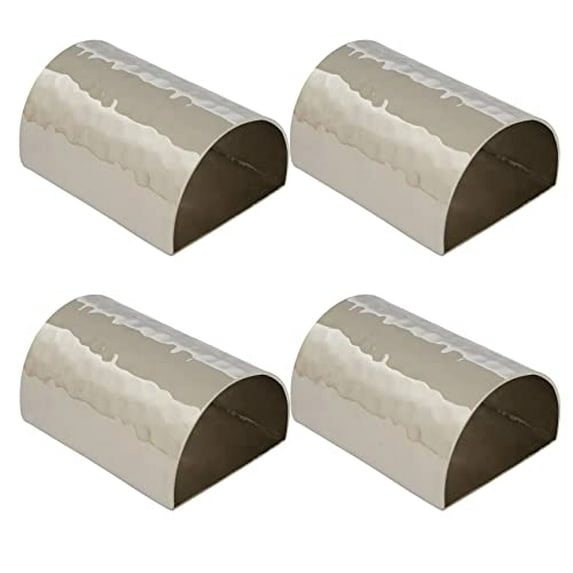 Fennco Styles Glamour Hammered Design Brass Napkin Rings, Set of 4 - Silver Metal Napkin Holders for Home, Dining Room, Banquet, Family Gathering, Holiday and Special Occasion