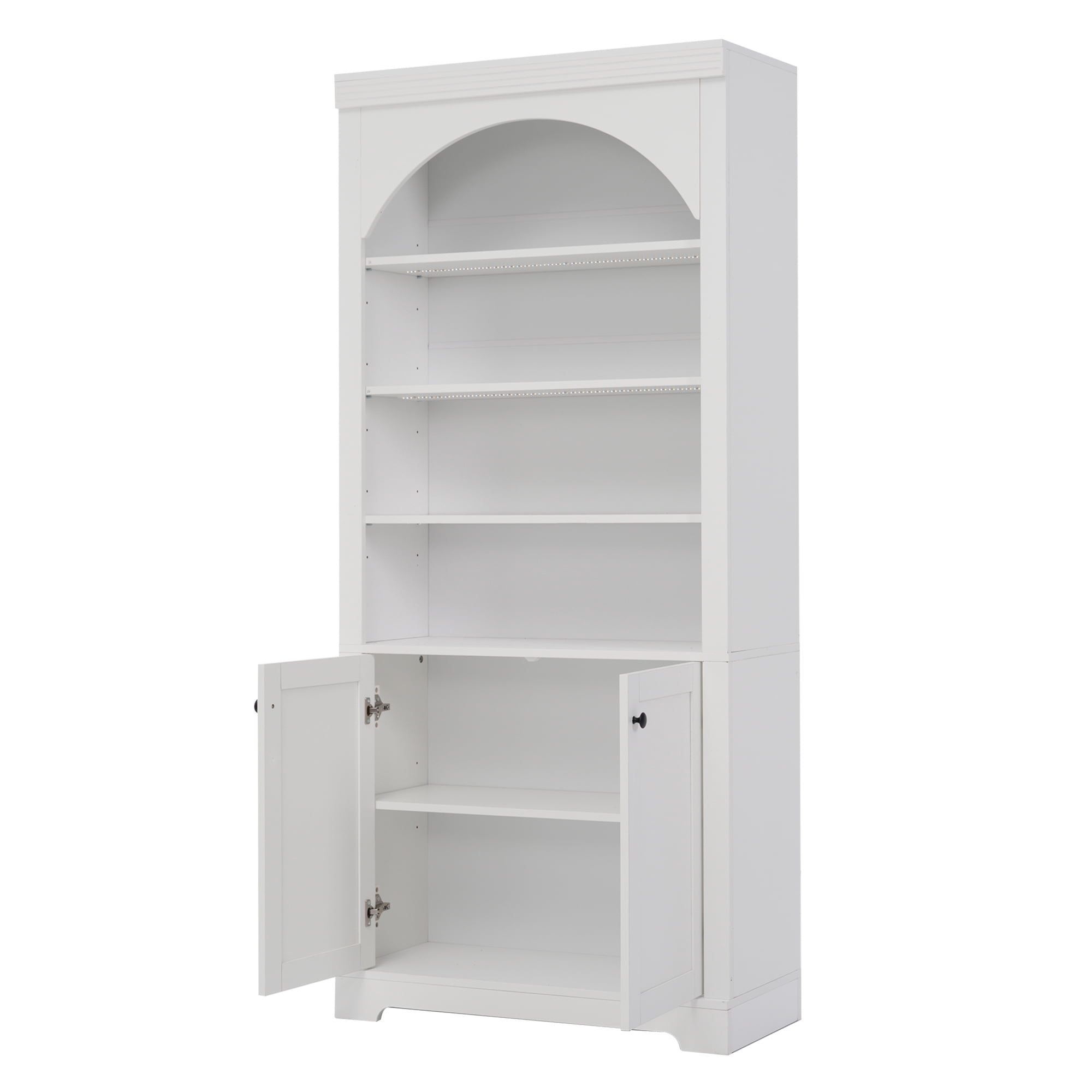 Garitin Bookshelf and Tall Display Bookcase 70.8 Inch, Storage Cabinet with LED Lights and Adjustable Shelves for Living Room Office, White