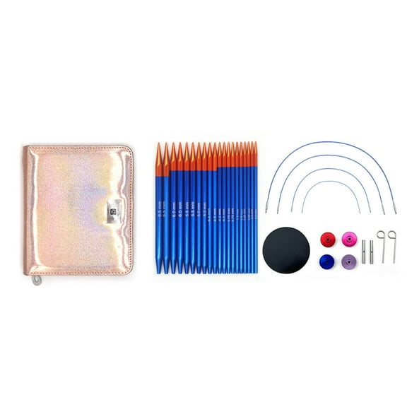 3.0-6.5mm Short Round Knitting Needle Interchangeable Circular Knitting Needle Set with Case & Accessories for Crafting