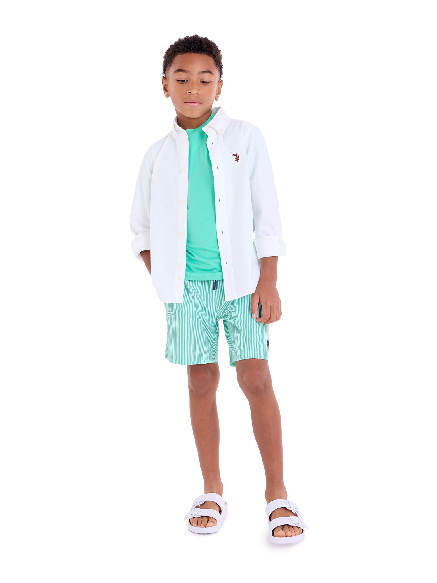 U.S. Polo Assn. Seersucker Stripe Swim Short, Sizes 4-18