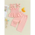 thumbnail image 3 of Elippeo Toddler Girls 2 Piece Outfits 6 9 12 18 24 Months 3 Years  Solid Color Sleeveless Camisole and Elastic Pants Set Baby Summer Clothes, 3 of 10