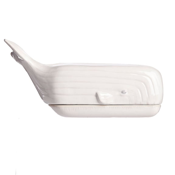 Contemporary Home Living 8.50" White Whale Butter Dish With Cover