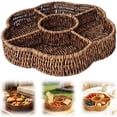 thumbnail image 2 of Round Divided Food Storage Basket, Imitation Wicker Rattan Organizer, 5 Compartment Serving Storage Box, Non-Slip Bottom Woven Basket, Multi-Purpose Table Tray, 11.81 × 1.97 inch Size, 2 of 6
