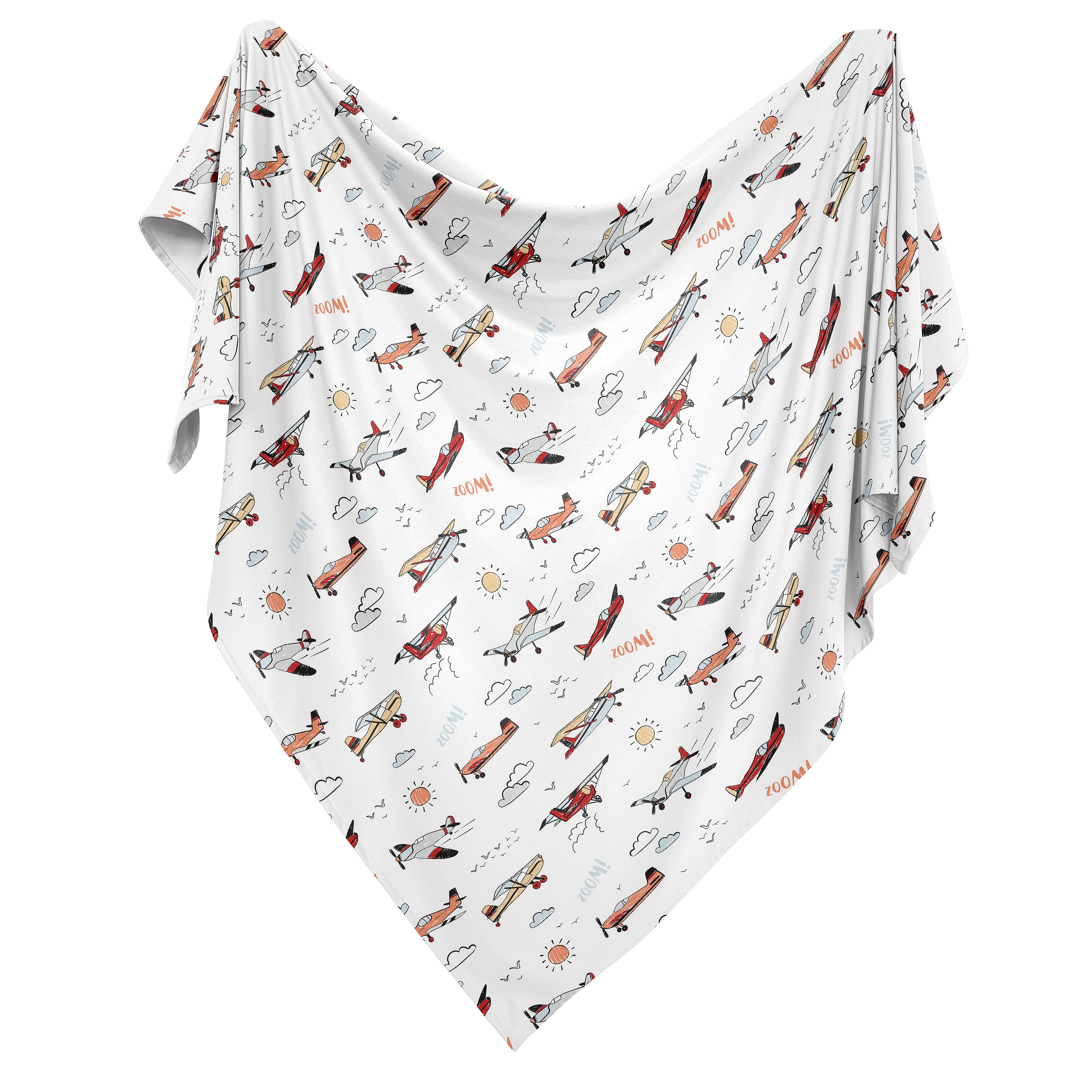Sweet Jojo Designs Airplane Red Blue and White Swaddle Blanket