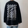 thumbnail image 4 of Camiseta a cuadros de gran tamaño para hombre, jersey de cuello redondo, sudaderas coreanas de gran tamaño, diseñador original, nueva ropa para hombre, 4 of 5