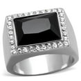 thumbnail image 1 of Men High Polished Stainless Steel Ring with Synthetic in Jet - Size 12, 1 of 1